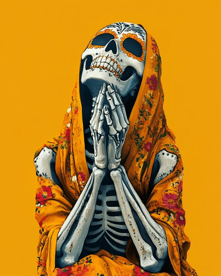 The long Prayer - Skull & Skeleton Art Prints - 8"x10" Art Print for 11"x14" Frame