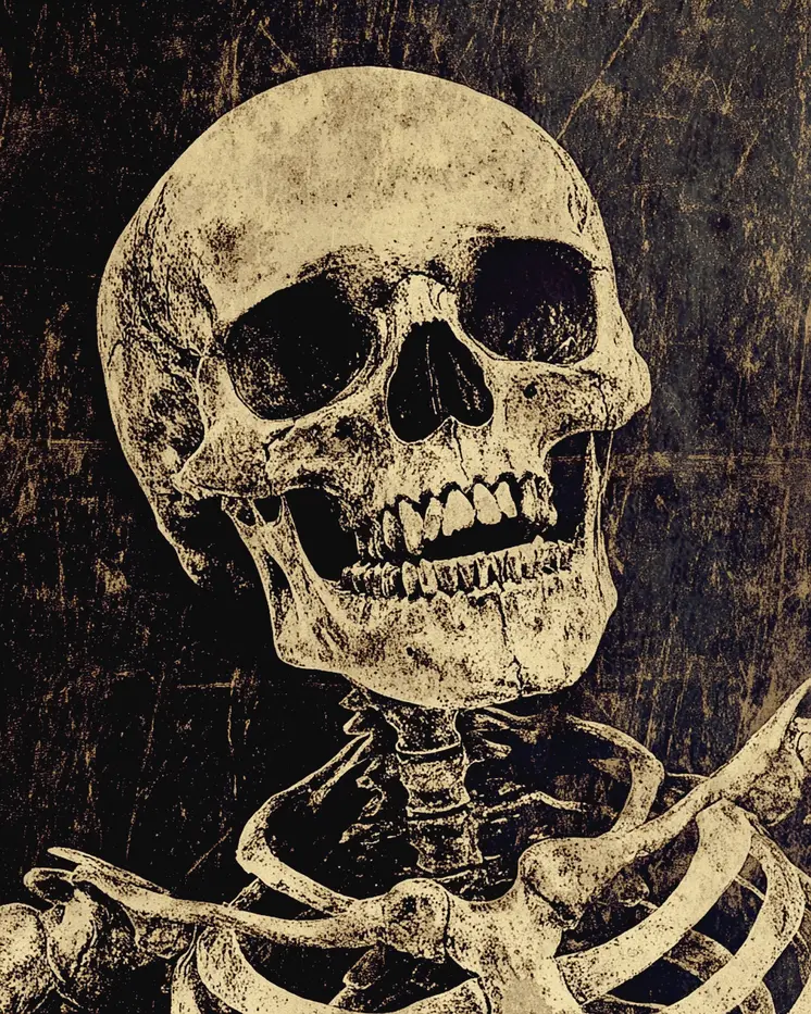 Vintage Laughing Cranium - Skull & Skeleton Art Prints - 8"x10" Art Print for 11"x14" Frame