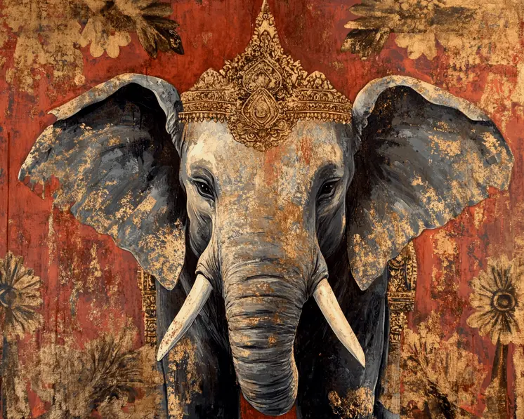 Elephant #1 - Rattanakosin Style Wall Art Prints – 8″x10″ Artwork for 11″x14″ Frame