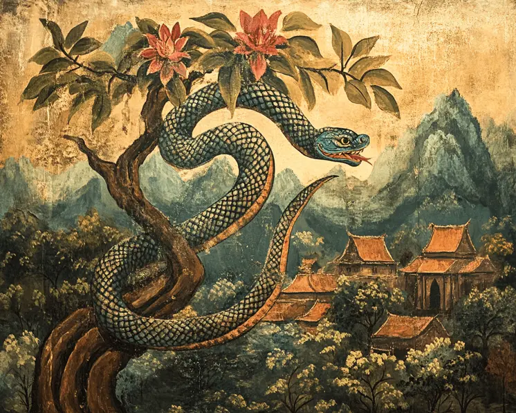 Snake #1 - Rattanakosin Style Wall Art Prints – 8″x10″ Artwork for 11″x14″ Frame