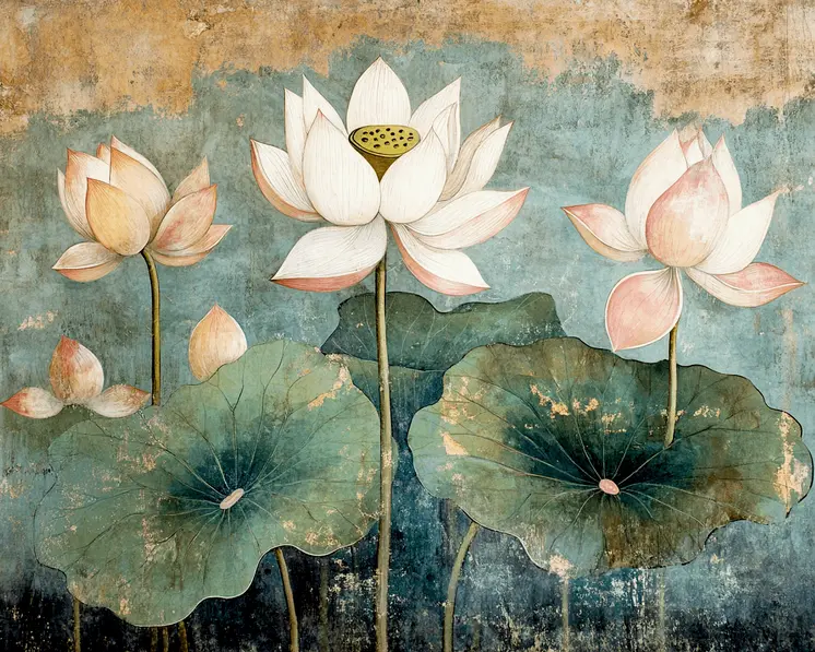 The White Lotus - Rattanakosin Style Wall Art Prints – 8″x10″ Artwork for 11″x14″ Frame