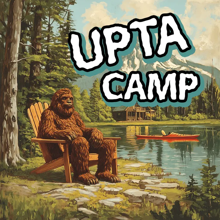 Bigfoot Upta Camp - Sasquatch Cryptid Art Prints - 8"x8" Art Print for 12"x12" Frame