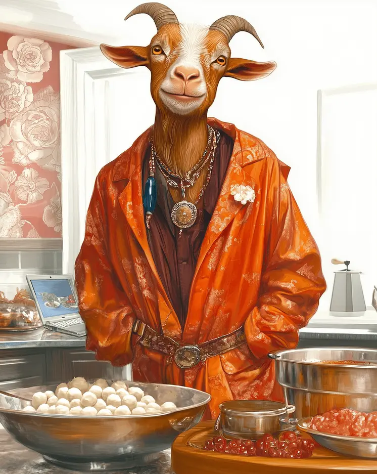 Billy Goat Baking - Gourmet Animal Wall Art Prints – 8″x10″ Artwork for 11″x14″ Frame