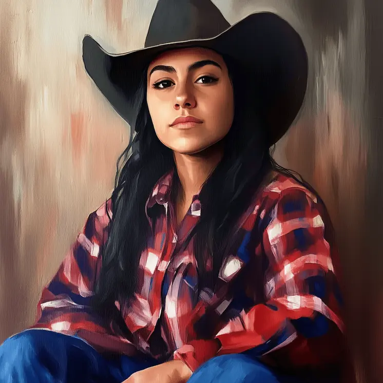 Cowgirl Dominga - Cowgirl Western Art Prints  8"x8" Artwork for 12"x12"  Frame