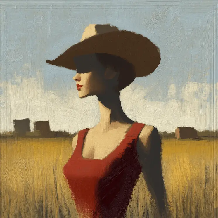 Cowgirl Impression - Cowgirl Western Art Prints  8"x 8" Artwork for 12"x12" Frame