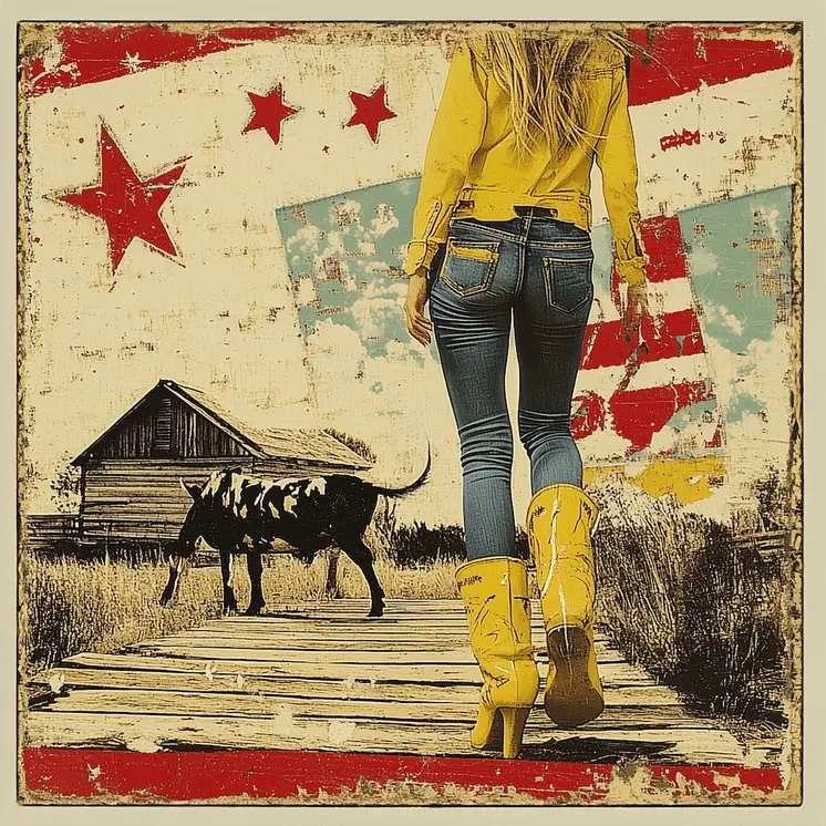 Cowgirl Pop Art - Cowgirl Western Art Prints 8"x8" Artwork for 12"x12" Frame