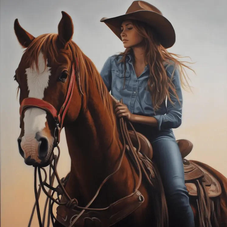 Cowgirl WYSIWYG - Cowgirl Western Art Prints 8"x8" Artwork for 12"x12" Frame