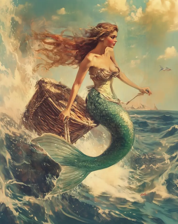 Mermaid and her Bounty 8″x10″ Artwork in 11″x14″ Mat