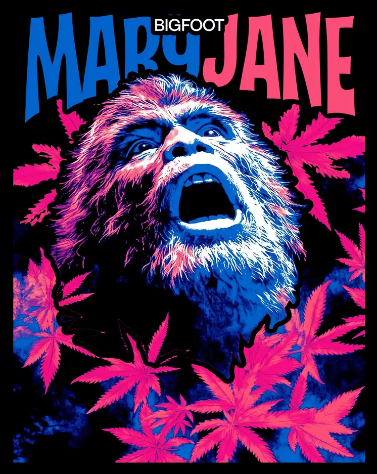 Bigfoot Psychedelic Mary Jane Marijuana Poster – 8″x10″ Artwork for 11″x14″ Frame