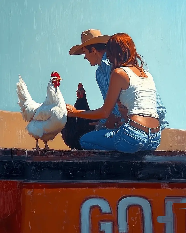 Something in Common – Western Romance 8″x10″ Artwork in 11″x14″ Cowboy and Cowgirl Country Love