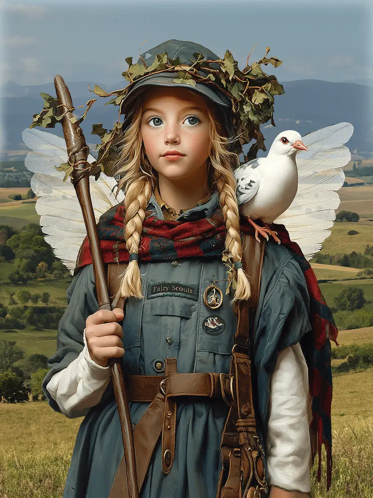 Young Freya Fairy Scout-  Fairy Art Prints – 8″x8″ Artwork in 12″x12″ Mat