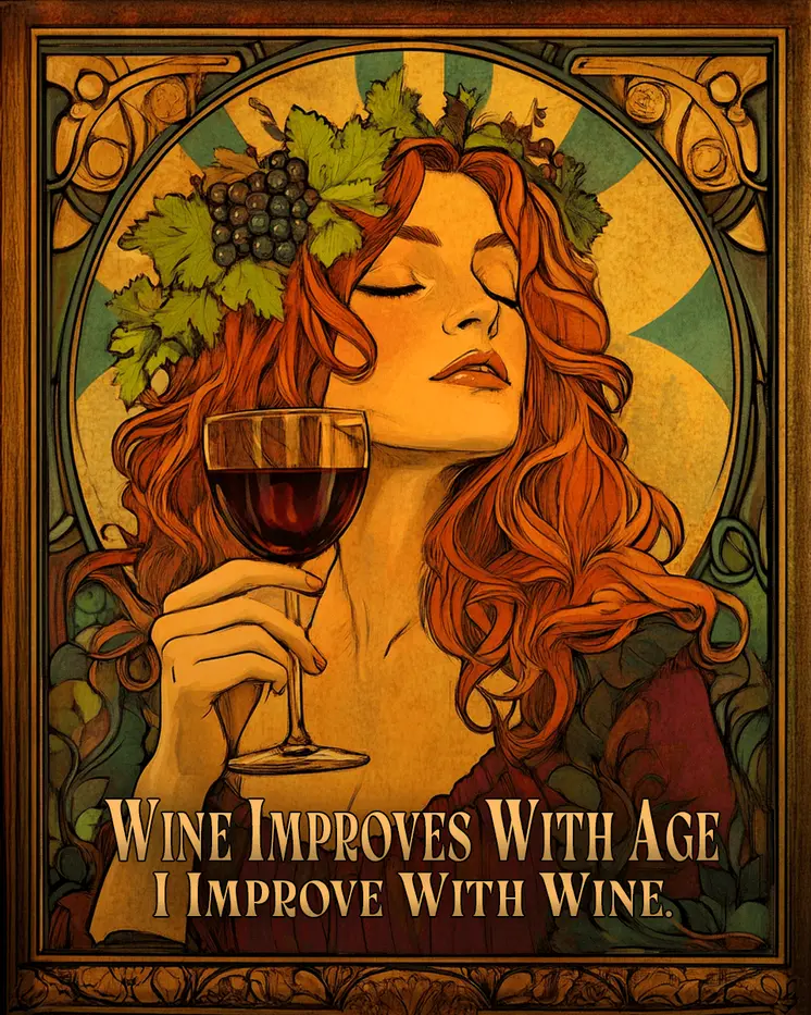 Wine Improves with Age - Wine Wall Art Prints – 8″x10″ Artwork for 11″x14″ Frame