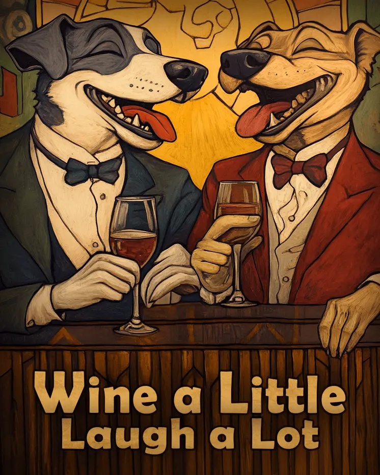 Wine a Little Dogs - Wine Wall Art Prints – 8″x10″ Artwork for 11″x14″ Frame