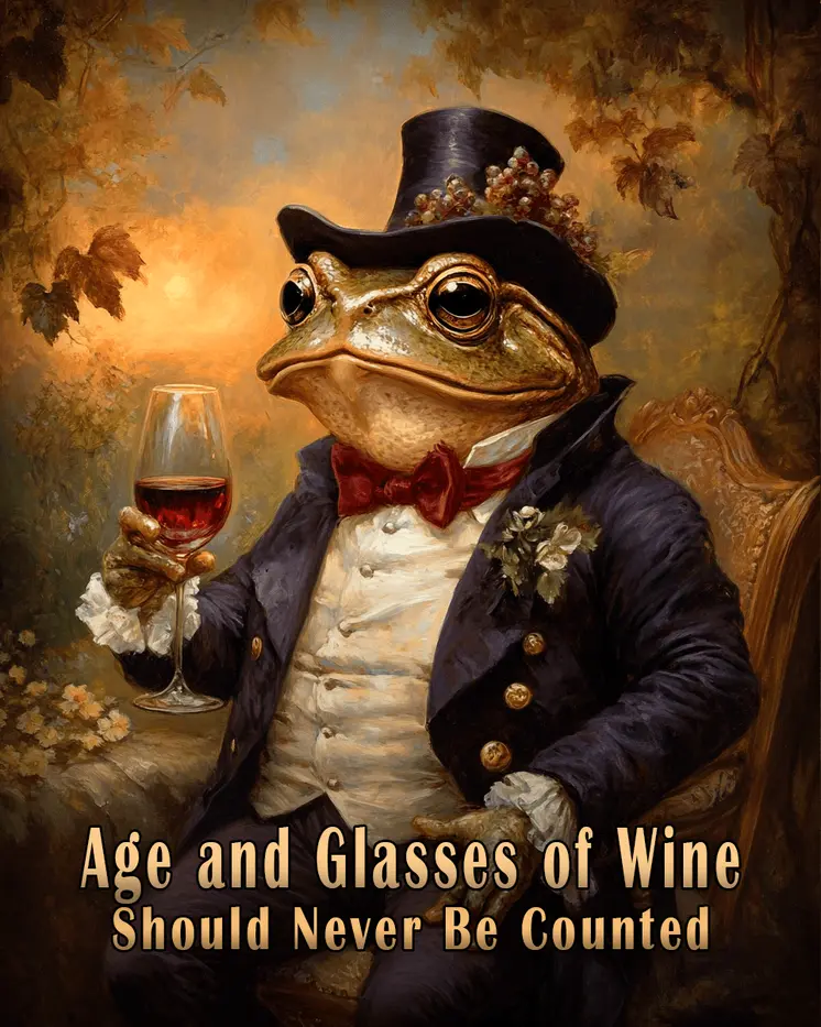 Age and Glasses of Wine - Wine Wall Art Prints – 8″x10″ Artwork for 11″x14″ Frame