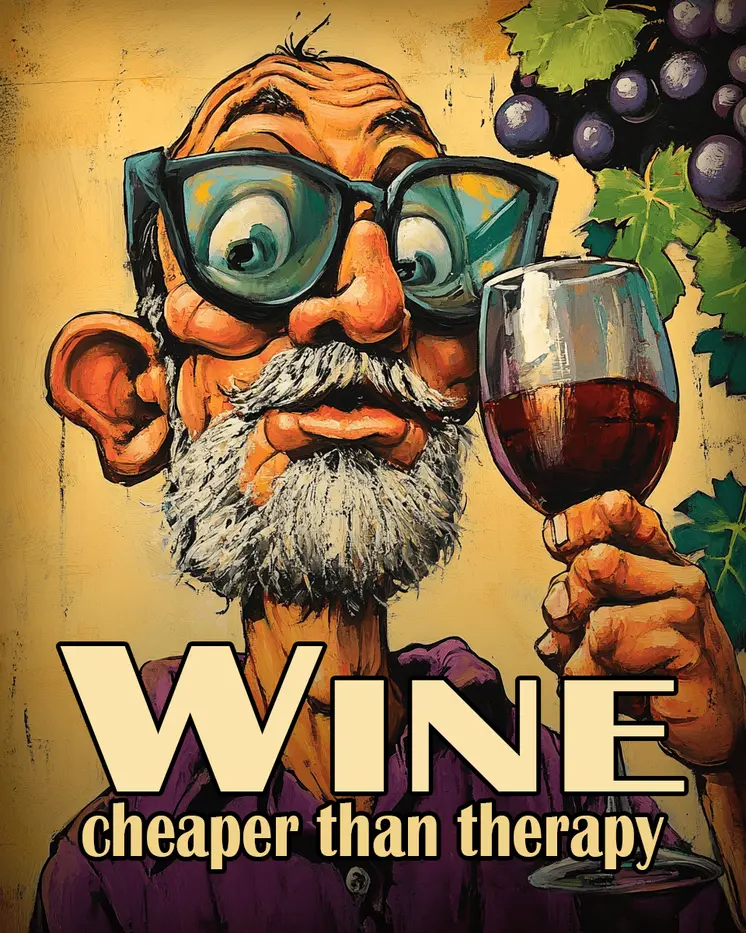 Chaeper than Therapy - Wine Wall Art Prints – 8″x10″ Artwork for 11″x14″ Frame