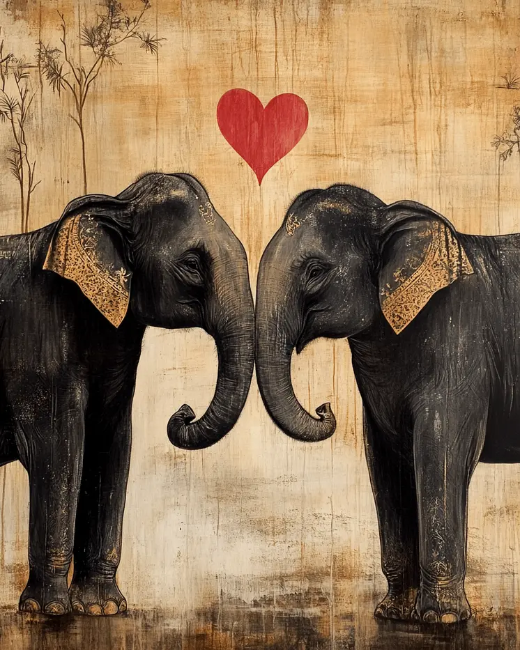 Elephant #1 - Animals in Love Wall Art Prints – 8″x10″ Artwork for 11″x14″ Frame