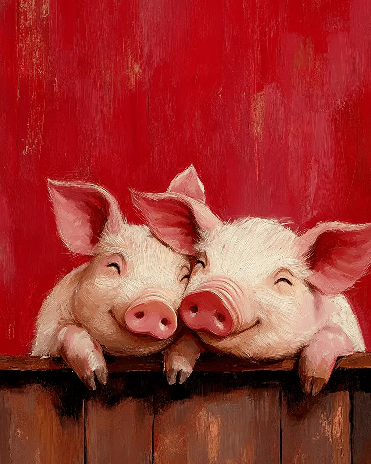 Pigs #2 - Animals in Love Wall Art Prints – 8″x10″ Artwork for 11″x14″ Frame