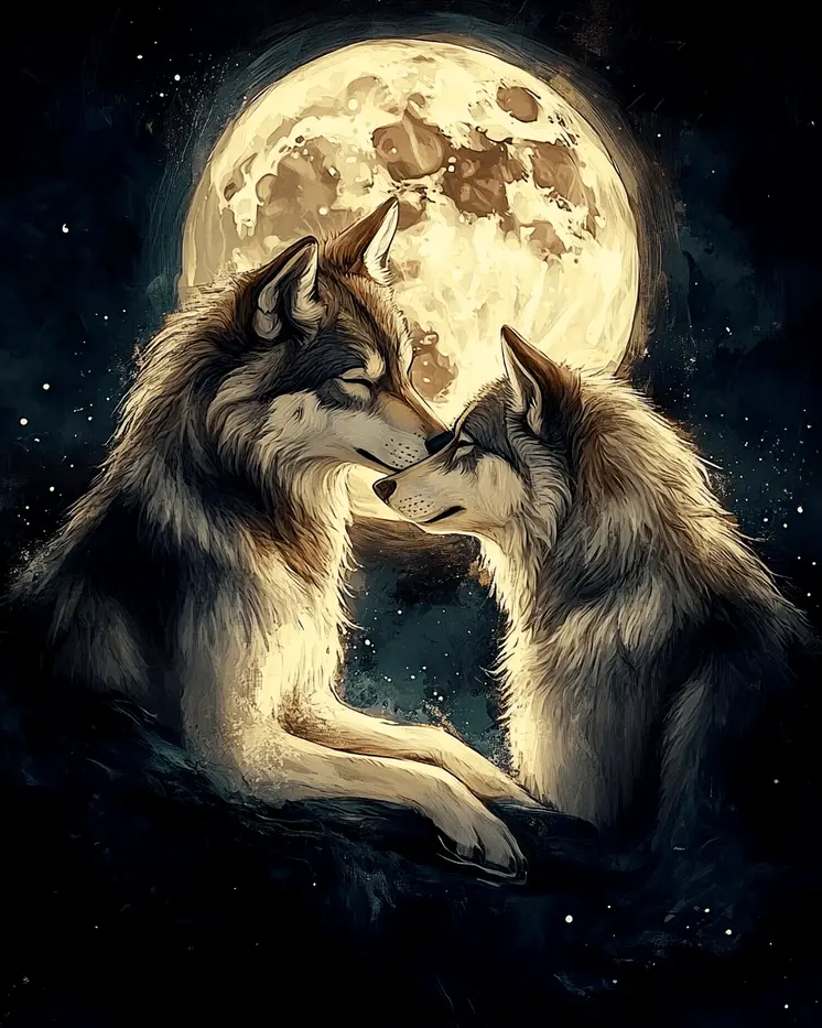 Wolves #1 - Animals in Love Wall Art Prints – 8″x10″ Artwork for 11″x14″ Frame