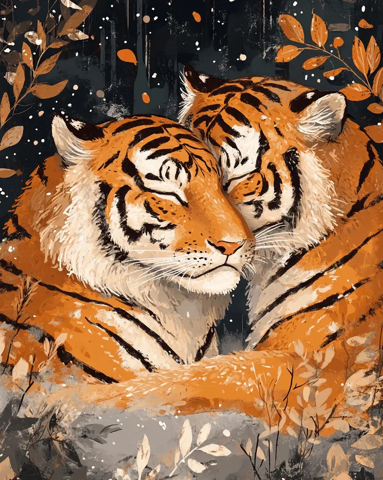 Tigers #1 - Animals in Love Wall Art Prints – 8″x10″ Artwork for 11″x14″ Frame