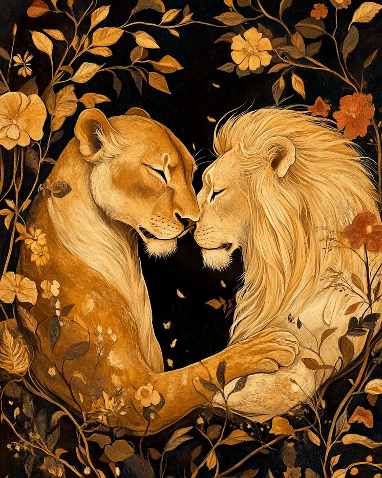 Lions #1 - Animals in Love Wall Art Prints – 8″x10″ Artwork for 11″x14″ Frame