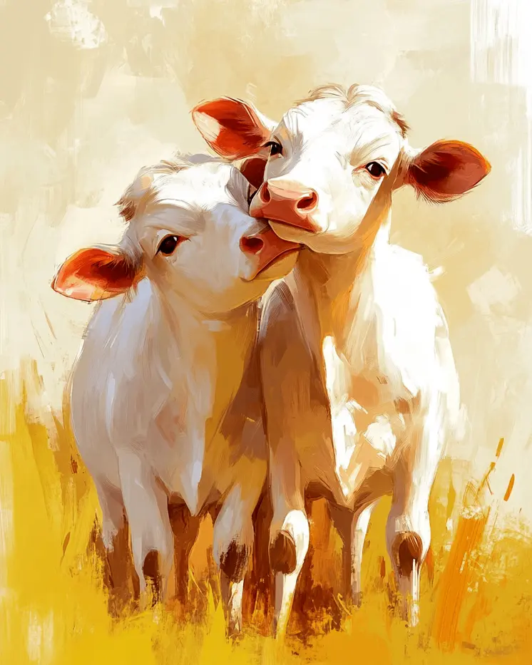 Cows #4 - Animals in Love Wall Art Prints – 8″x10″ Artwork for 11″x14″ Frame