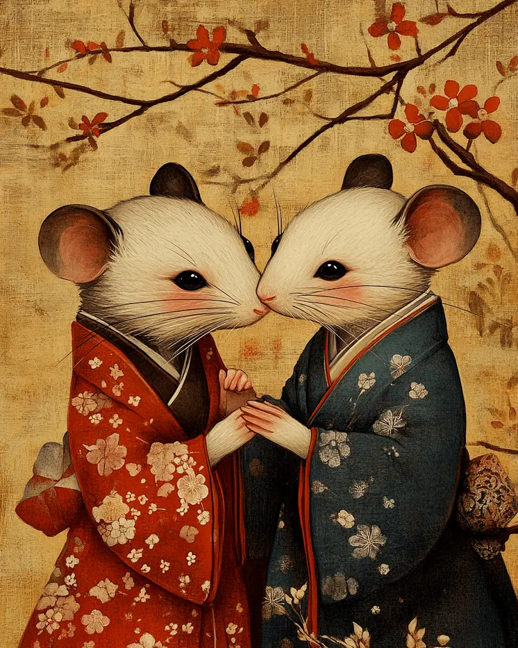 Mice #1  - Animals in Love Wall Art Prints – 8″x10″ Artwork for 11″x14″ Frame