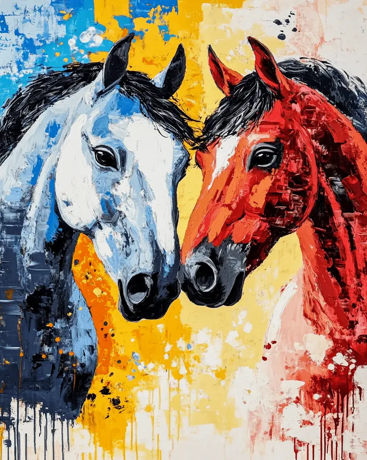Horses #2 - Animals in Love Wall Art Prints – 8″x10″ Artwork for 11″x14″ Frame