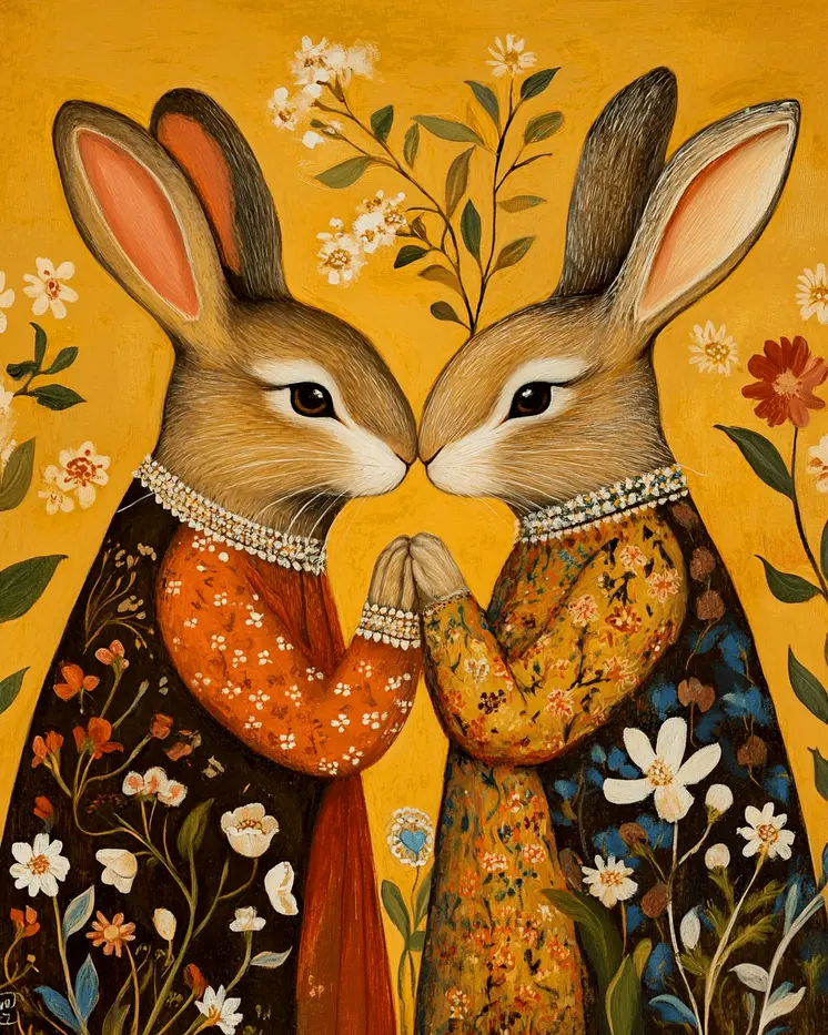 Rabbits #3 - Animals in Love Wall Art Prints – 8″x10″ Artwork for 11″x14″ Frame