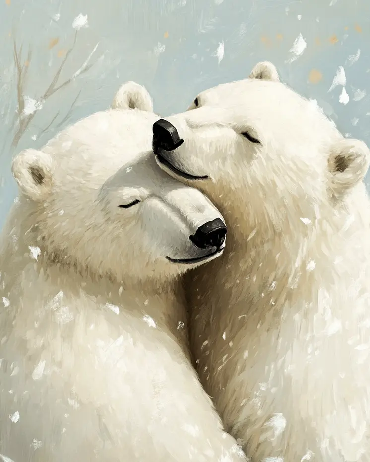 Polar Bears #1 - Animals in Love Wall Art Prints – 8″x10″ Artwork for 11″x14″ Frame