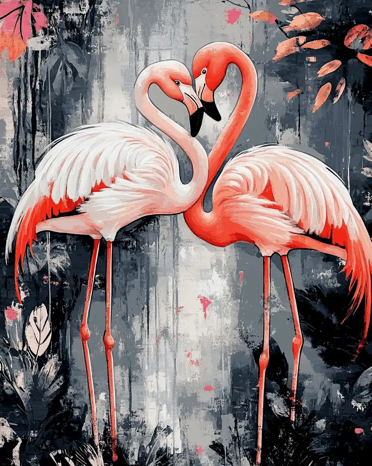 Pink Flamingos #2 - Animals in Love Wall Art Prints – 8″x10″ Artwork for 11″x14″ Frame