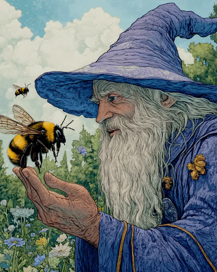 Wizard and Bee - Honey & Bee Wall Art Prints – 8″x10″ Artwork for 11″x14″ Frame