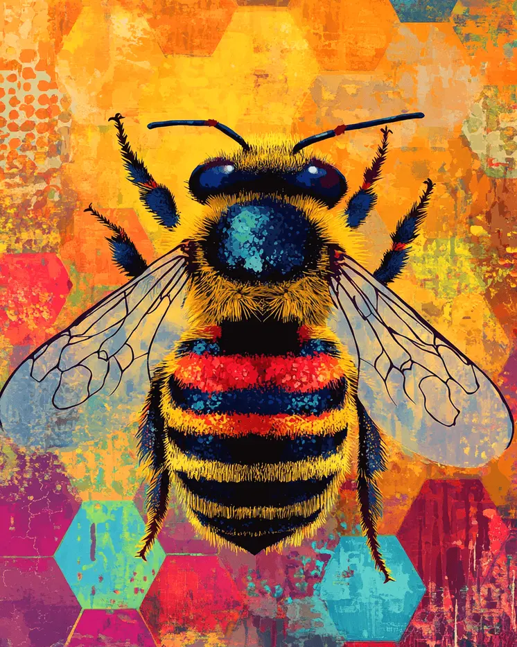 Bee #5 - Honey & Bee Wall Art Prints – 8″x10″ Artwork for 11″x14″ Frame