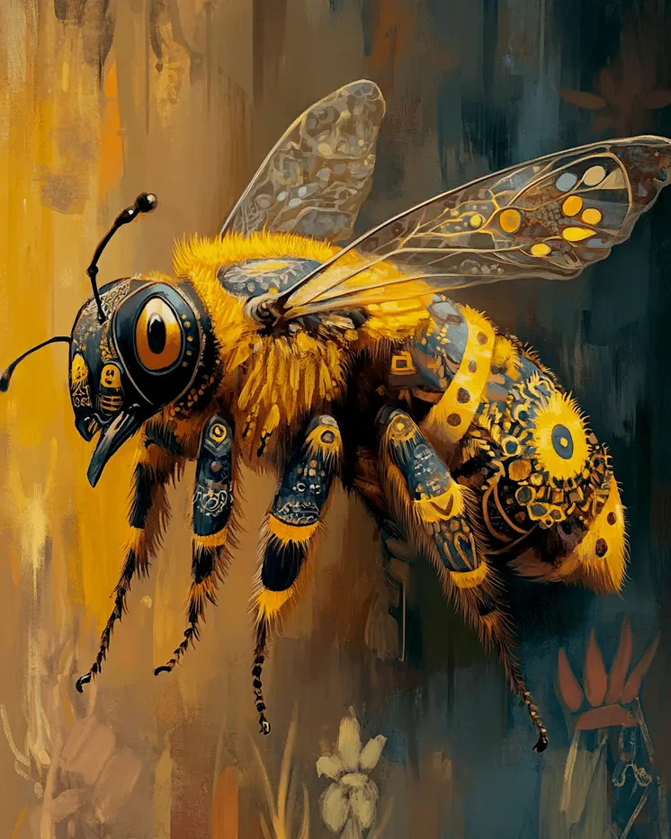 Tattoo Bee - Honey & Bee Wall Art Prints – 8″x10″ Artwork for 11″x14″ Frame