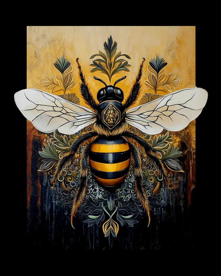 Bee #6 - Honey & Bee Wall Art Prints – 8″x10″ Artwork for 11″x14″ Frame