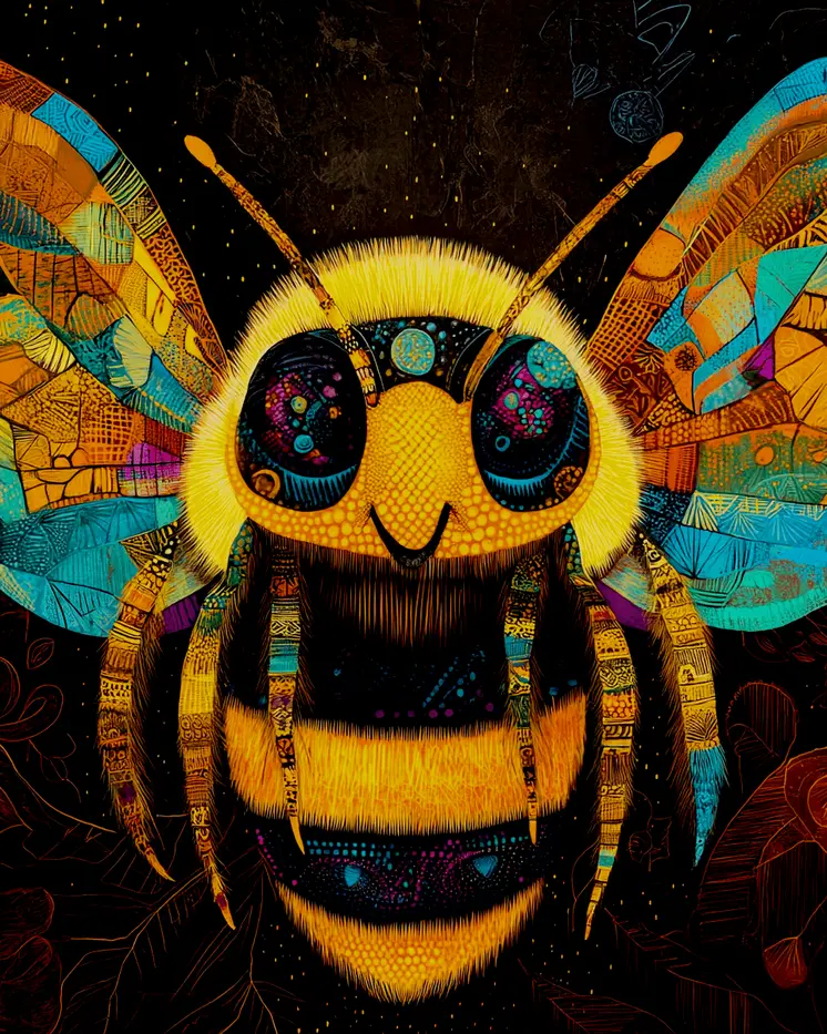 Bee #7 - Honey & Bee Wall Art Prints – 8″x10″ Artwork for 11″x14″ Frame