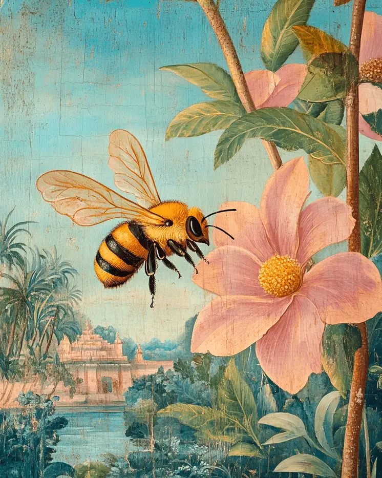 Thai Bee - Honey & Bee Wall Art Prints – 8″x10″ Artwork for 11″x14″ Frame