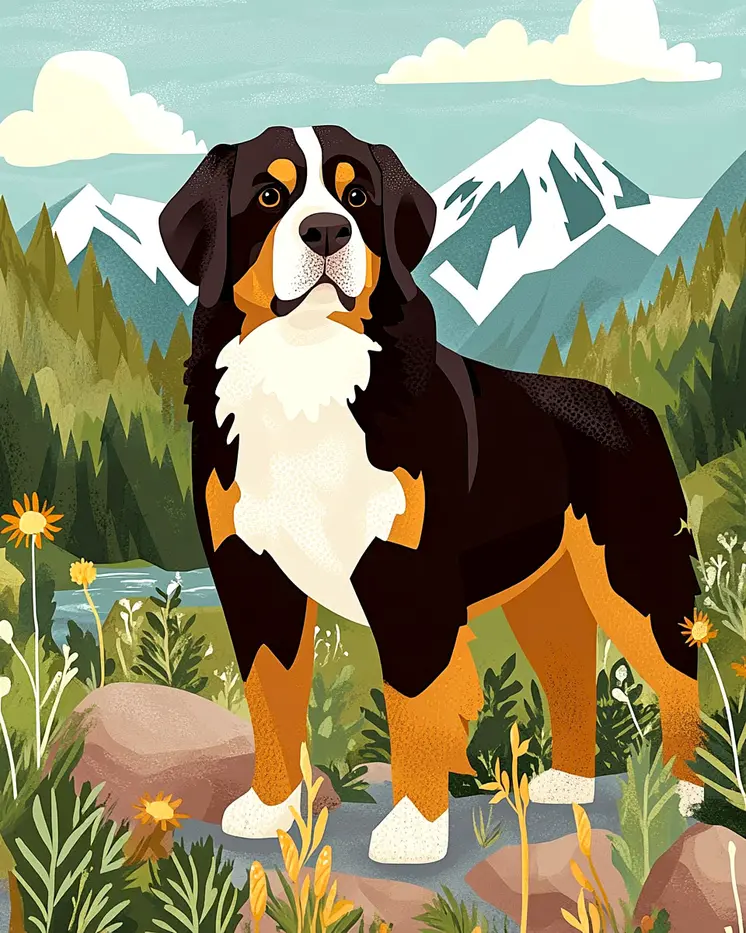 Majestic Bernese Mountain Dog - Pet Dog Still Life Wall Art Prints – 8″x10″ Artwork for 11″x14″ Frame