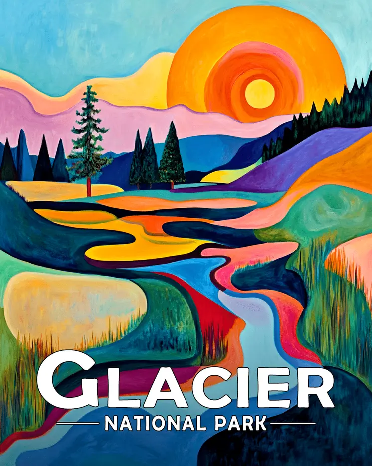 Abstract Two Medicine River Scene - Glacier Souvenir Art Prints - 8"x10" Artwork for 11"x14" Frame