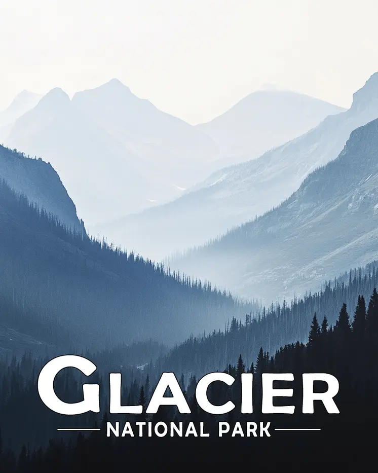 Mountain Mist - Glacier Souvenir Art Prints - 8"x10" Artwork for 11"x14" Frame