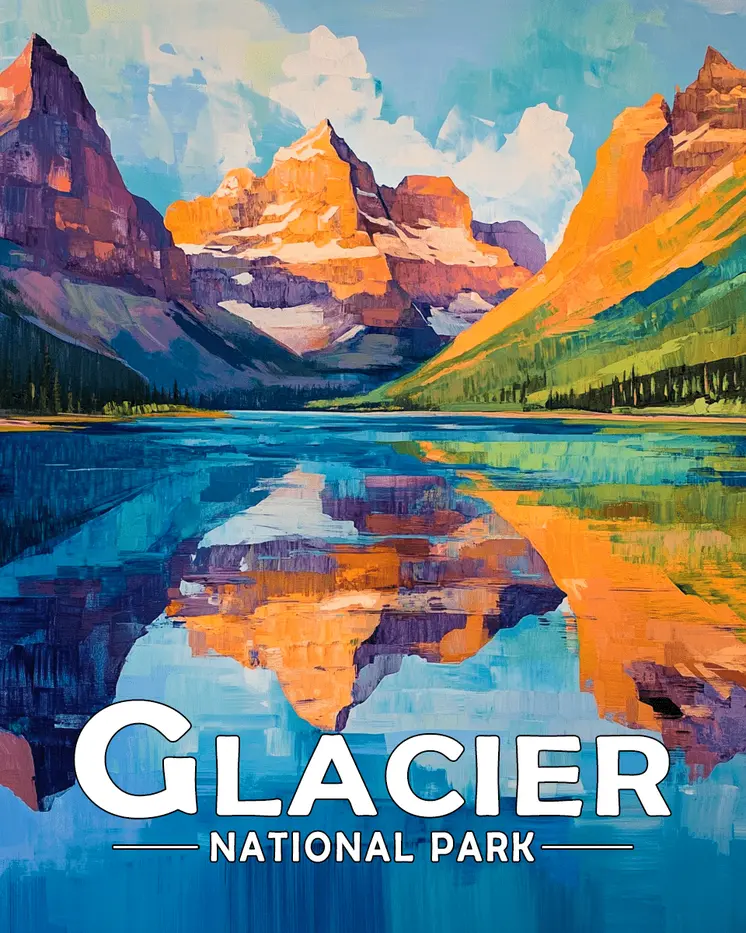 St. Mary Lake - Glacier Souvenir Art Prints - 8"x10" Artwork for 11"x14" Frame