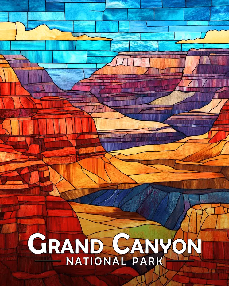 Stylized Canyonland - Grand Canyon Souvenir Art Prints - 8"x10" Artwork for 11"x14" Frame