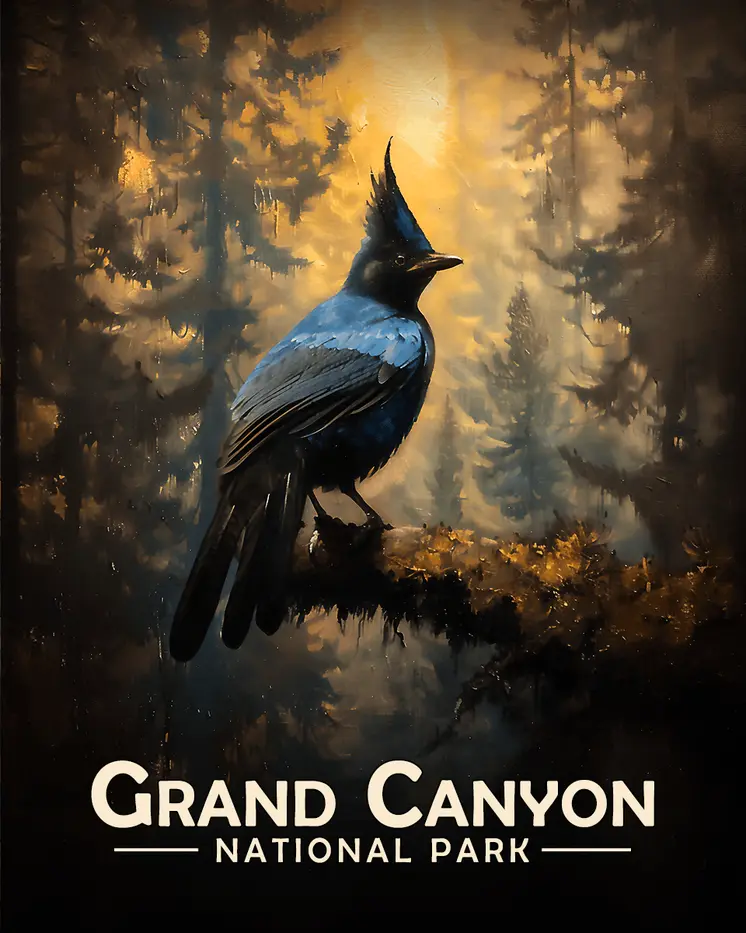 Steller's Jay - Grand Canyon Souvenir Art Prints - 8"x10" Artwork for 11"x14" Frame