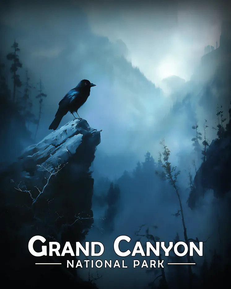 Early Morning Raven - Grand Canyon Souvenir Art Prints - 8"x10" Artwork for 11"x14" Frame