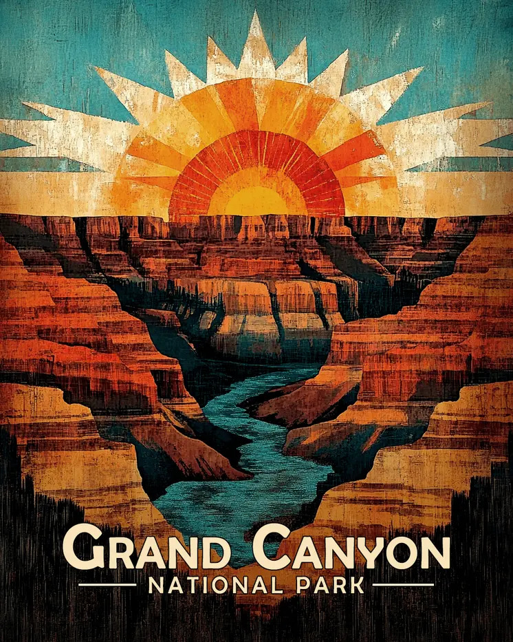 Morning Rays - Grand Canyon Souvenir Art Prints - 8"x10" Artwork for 11"x14" Frame