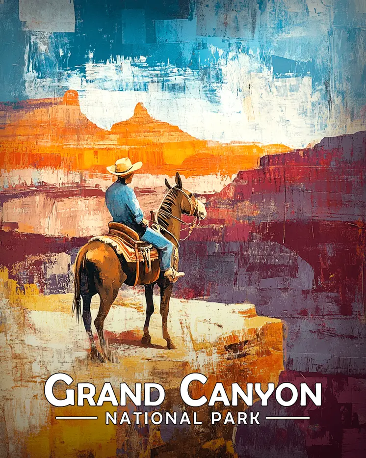 Donkey Ride - Grand Canyon Souvenir Art Prints - 8"x10" Artwork for 11"x14" Frame