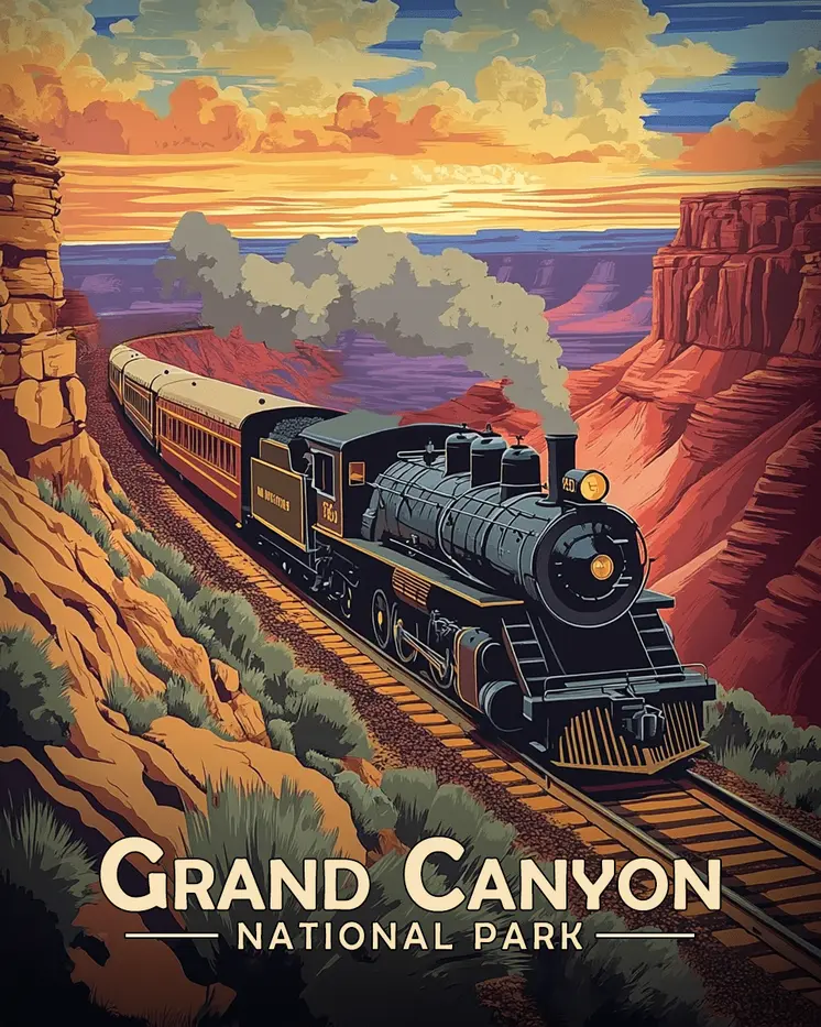 Grand Canyon Railway - Grand Canyon Souvenir Art Prints - 8"x10" Artwork for 11"x14" Frame