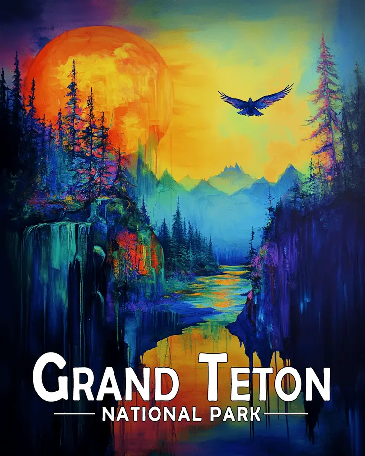 Evening Flight - Grand Tetons Souvenir Art Prints - 8"x10" Artwork for 11"x14" Frame