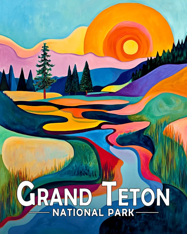 Abstract River - Grand Tetons Souvenir Art Prints - 8"x10" Artwork for 11"x14" Frame