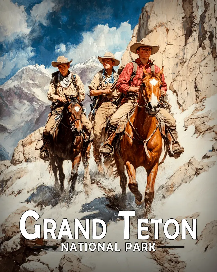 Trail Ride - Grand Tetons Souvenir Art Prints - 8"x10" Artwork for 11"x14" Frame