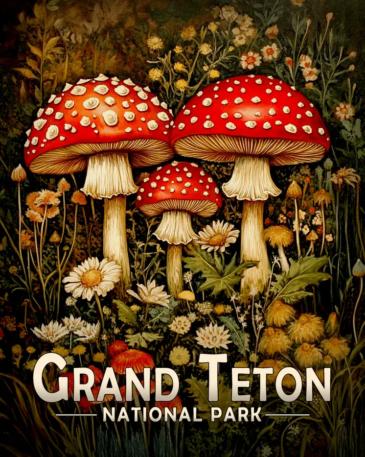 Amanitas - Grand Tetons Souvenir Art Prints - 8"x10" Artwork for 11"x14" Frame